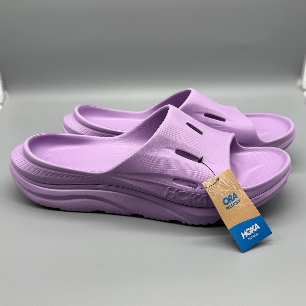 Hoka One Ora Recovery Slide 3‎ Sandals Purple Men's 12 Women's 14 Comfort - Picture 2 of 9